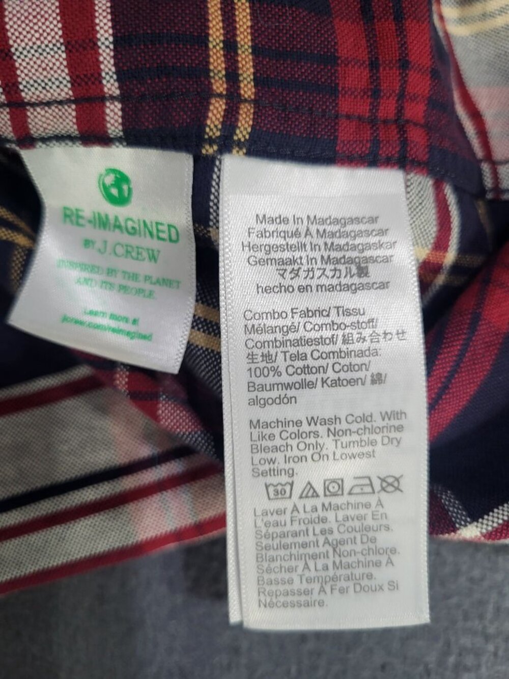 J. Crew Flex Oxford Slim Fit Plaid Button Down Dress Shirt Mens SZ XL - Picture 7 of 8